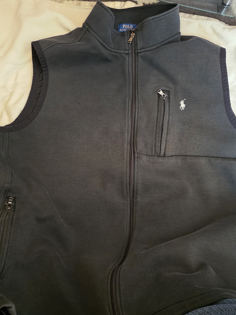 Ralph Lauren Men’s Charcoal Zip-Up Sleeveless Vest